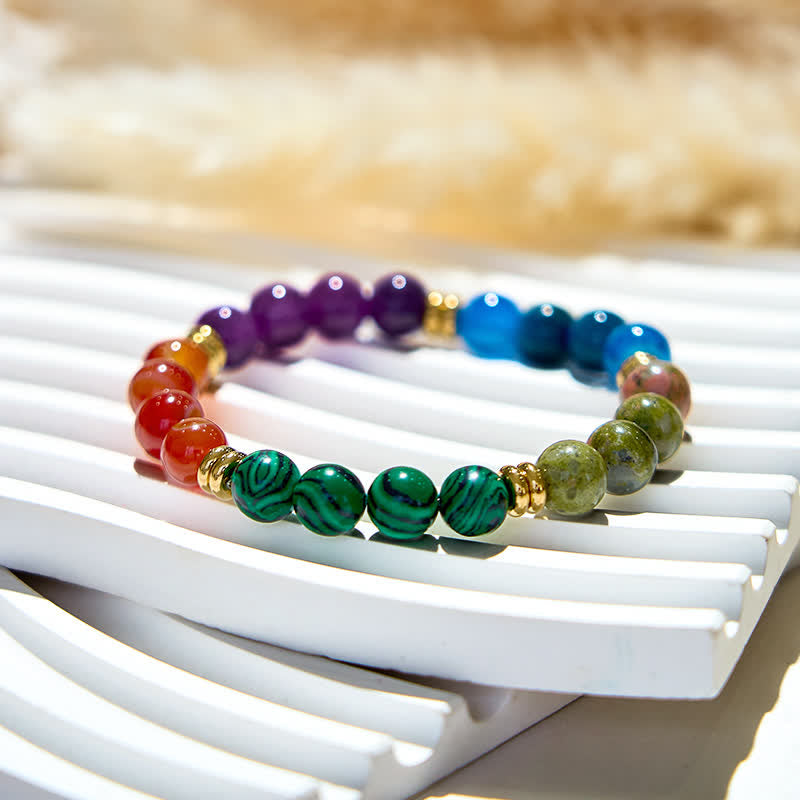 Pulsera de 5 tipos de cuentas de cristal natural de Olivenorma 