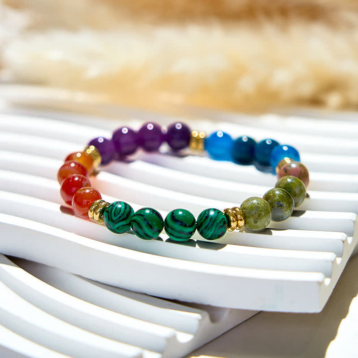 Pulsera de 5 tipos de cuentas de cristal natural de Olivenorma 