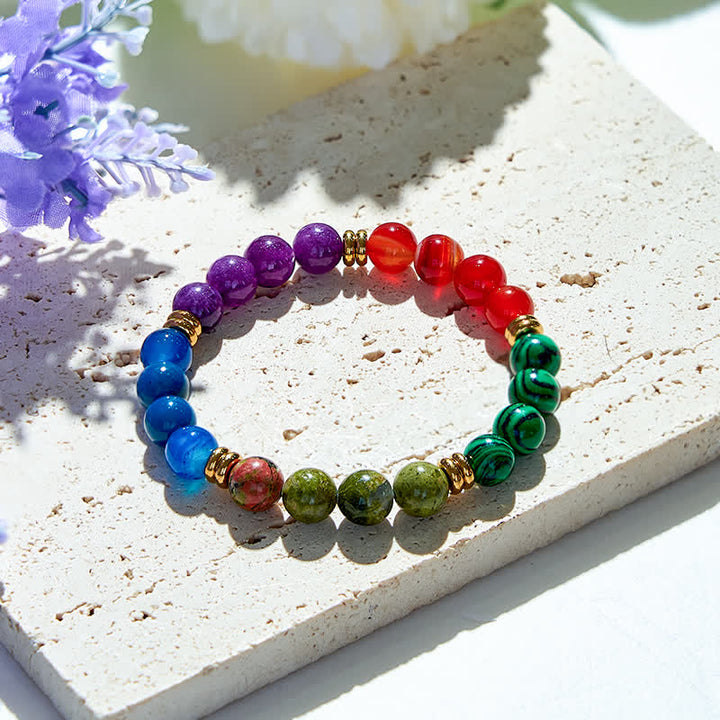 Pulsera de 5 tipos de cuentas de cristal natural de Olivenorma 