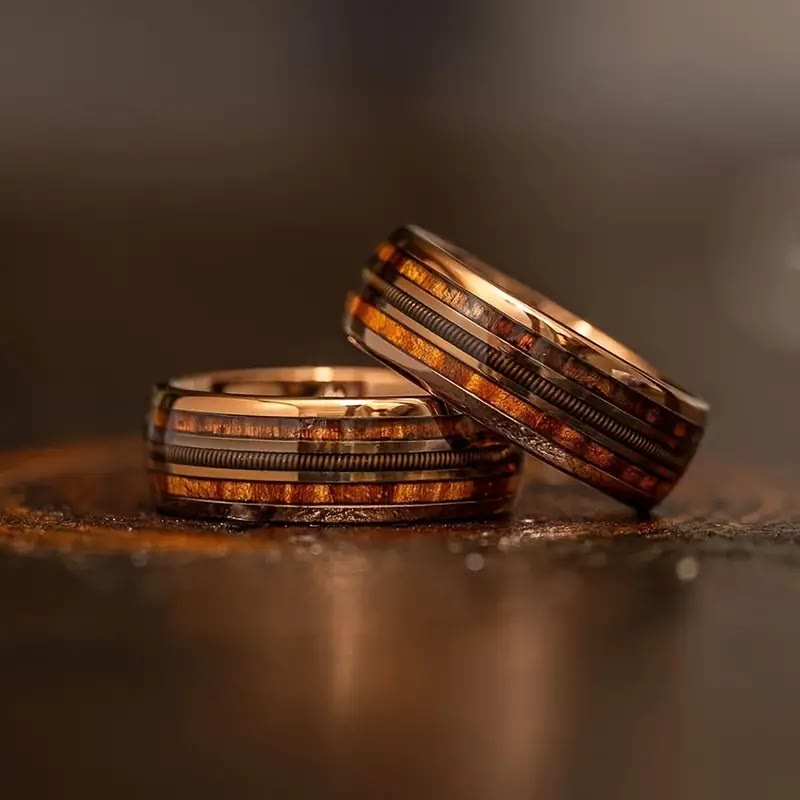 Cuerda de guitarra Olivenorma y anillo de barril de whisky quemado