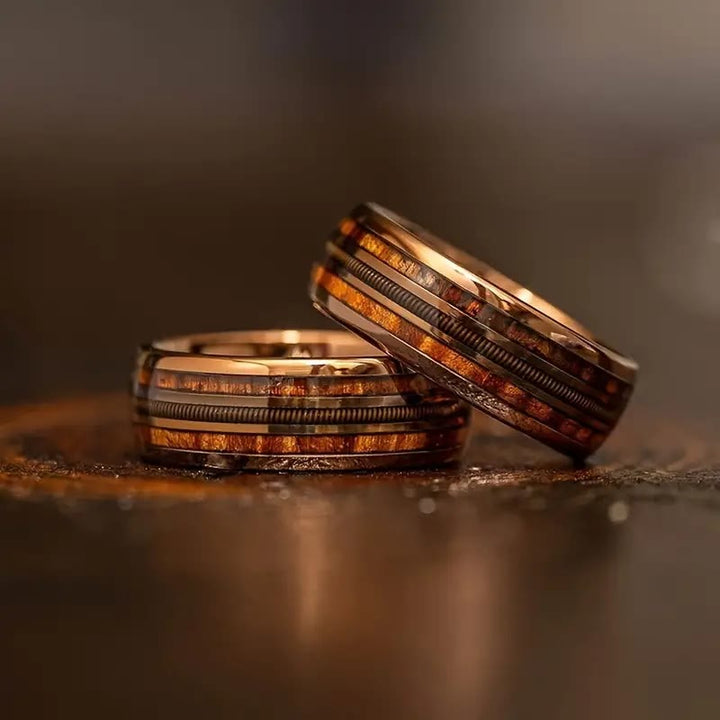 Cuerda de guitarra Olivenorma y anillo de barril de whisky quemado