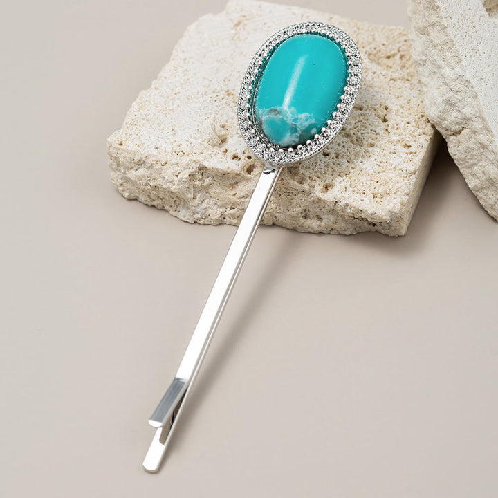 Horquilla para el pelo con piedra turquesa natural retro de Olivenorma