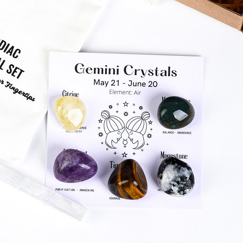 Juego de cristales naturales curativos de las 12 constelaciones del zodíaco de Olivenorma