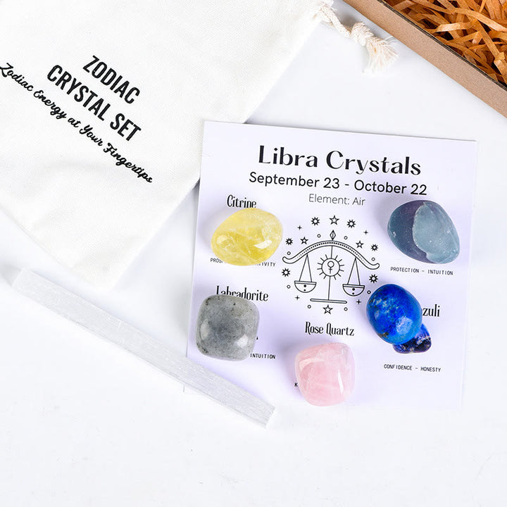 Juego de cristales naturales curativos de las 12 constelaciones del zodíaco de Olivenorma