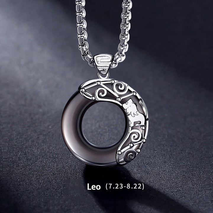 Colgante de obsidiana natural con el zodíaco de Olivenorma