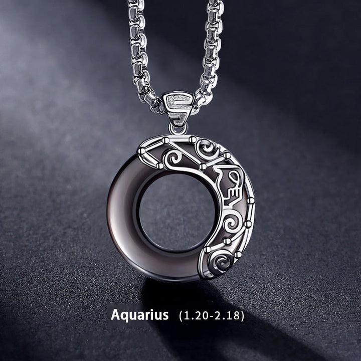 Colgante de obsidiana natural con el zodíaco de Olivenorma