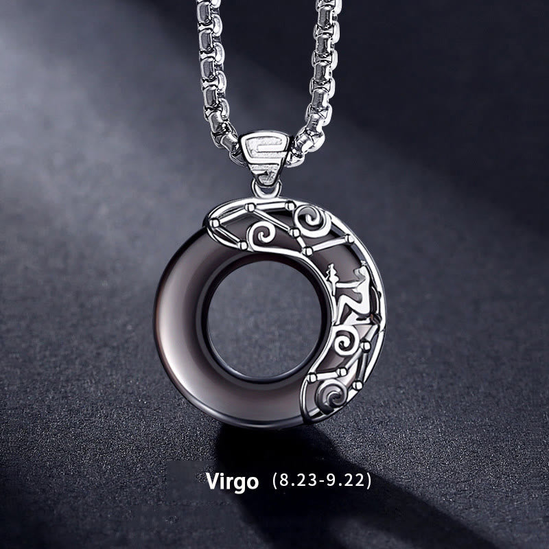 Colgante de obsidiana natural con el zodíaco de Olivenorma