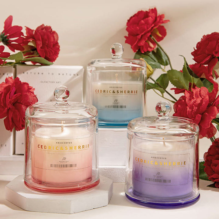 Vela perfumada para el hogar de vidrio con color degradado Olivenorma