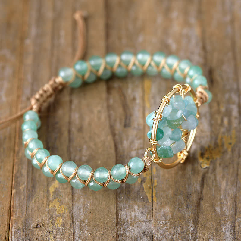 Pulsera de árbol de la vida con aventurina verde y amatista de Olivenorma 