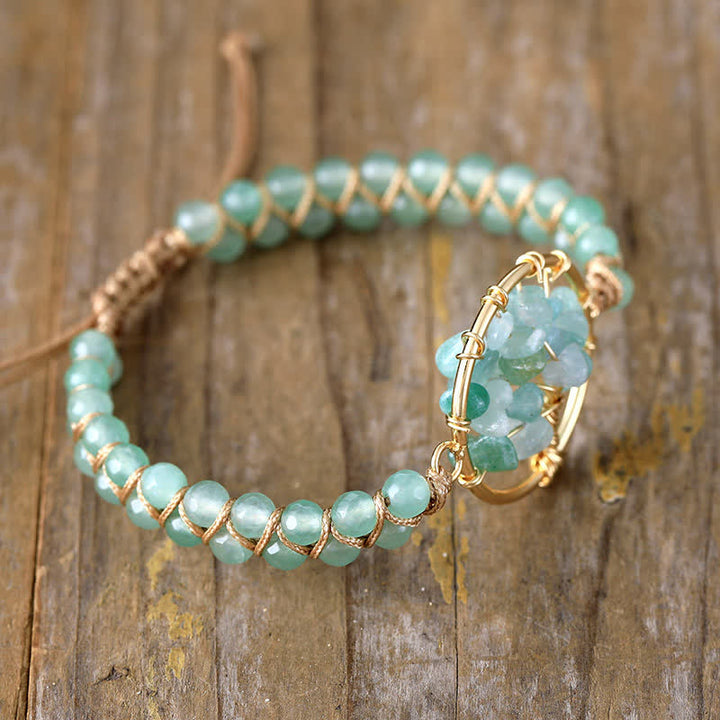Pulsera de árbol de la vida con aventurina verde y amatista de Olivenorma 