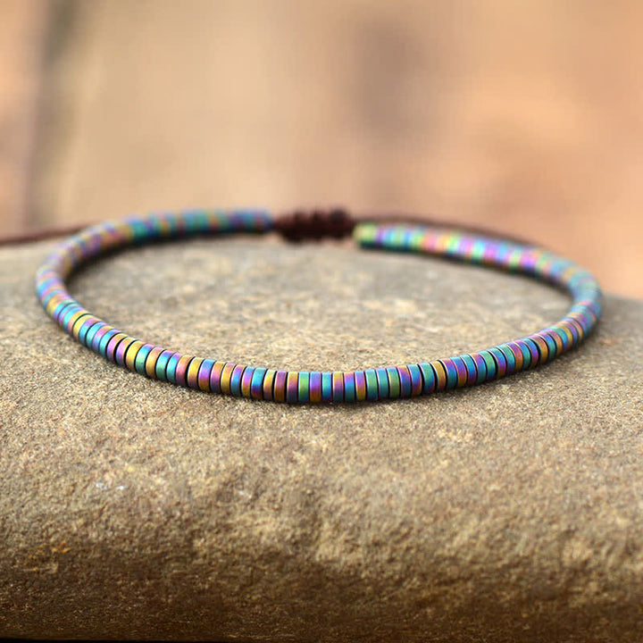 Pulsera para hombre con pequeñas cuentas de hematita galvanizada de Olivenorma