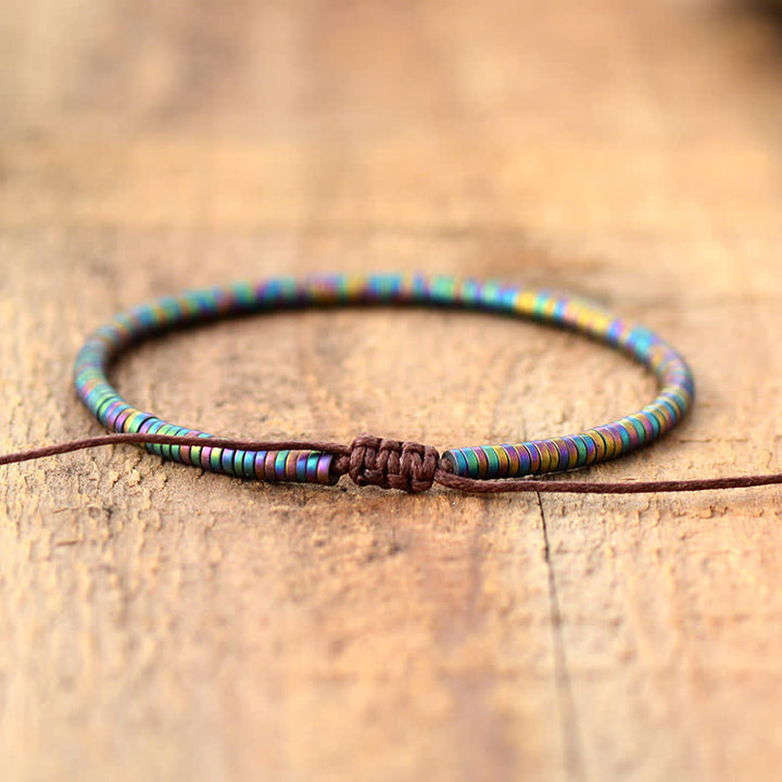 Pulsera para hombre con pequeñas cuentas de hematita galvanizada de Olivenorma