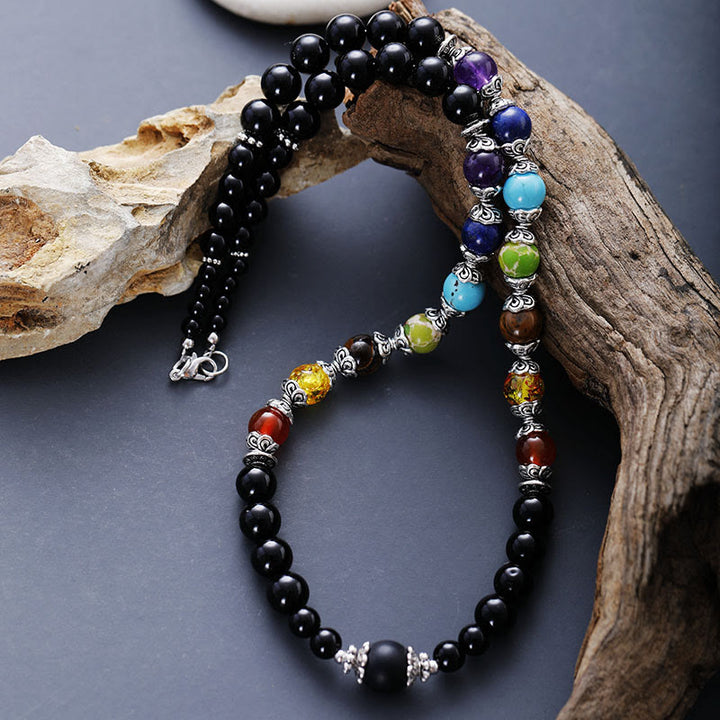 Collar de perlas curativas con piedras preciosas reales de 7 chakras de Olivenorma