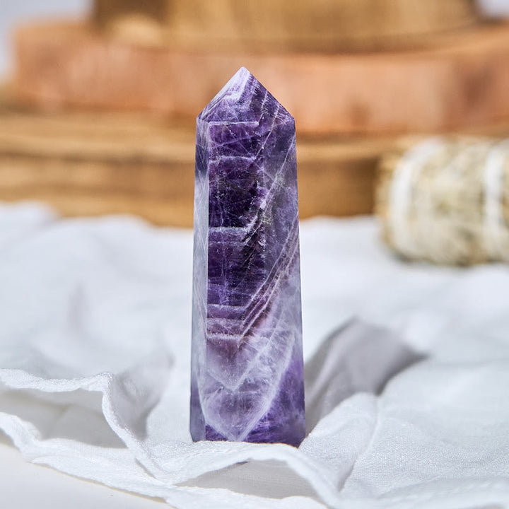 Varitas de cristal curativo con prismas de amatista facetados de 6 piezas de Olivenorma