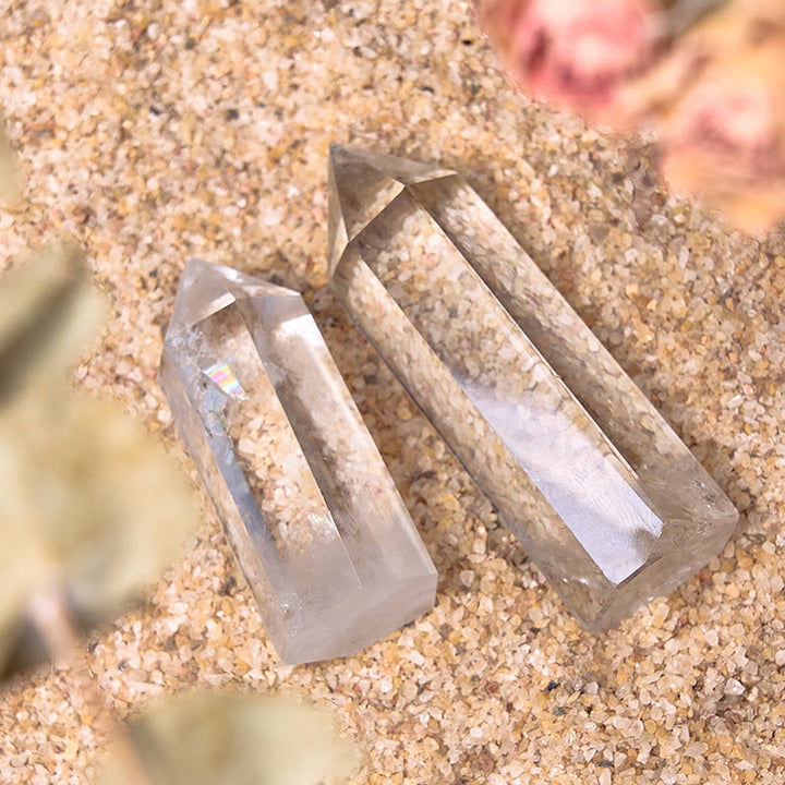 Varitas de cristal curativo de torre de cristal transparente facetado de 6 piezas de Olivenorma Gem
