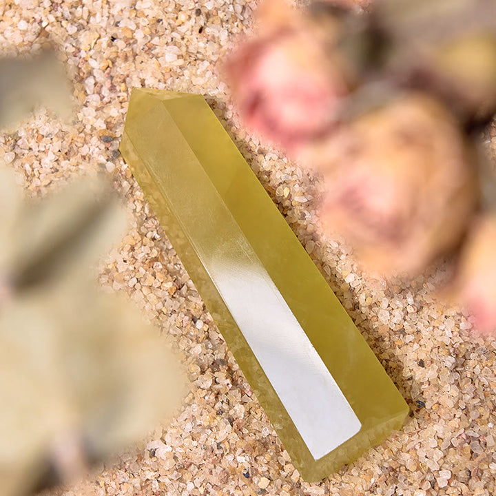 Varitas de cristal curativo con torre de obelisco de citrino natural de Olivenorma
