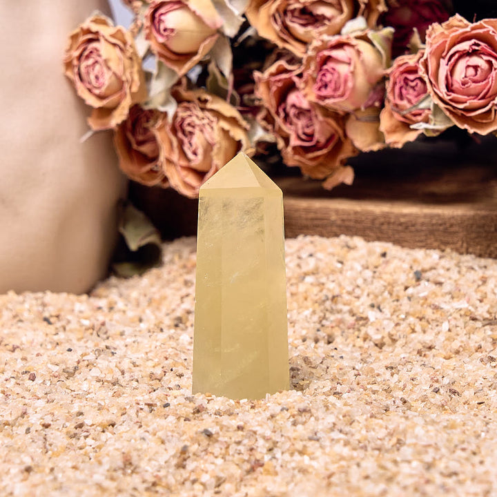 Varitas de cristal curativo con torre de obelisco de citrino natural de Olivenorma
