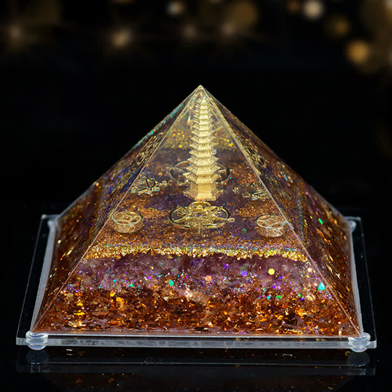 Pirámide de orgón de piedra natural de 8 x 12 cm de Olivenorma