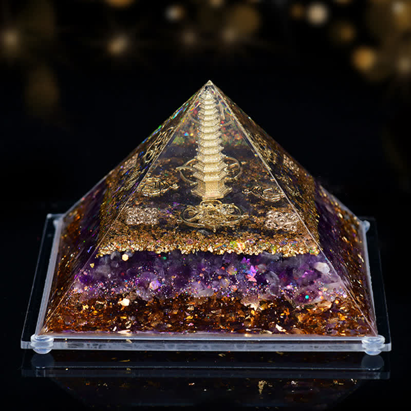 Pirámide de orgón de piedra natural de 8 x 12 cm de Olivenorma