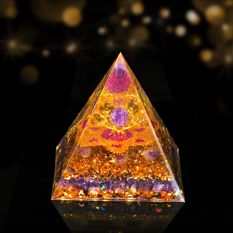 Pirámide de orgón de curación energética de piedra natural de 12 cm de Olivenorma