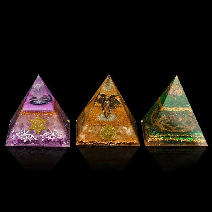 Pirámide de orgón de curación energética de piedra natural de 12 cm de Olivenorma