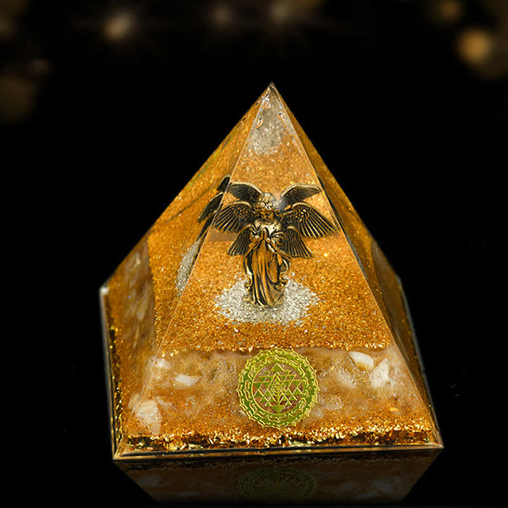 Pirámide de orgón de curación energética de piedra natural de 12 cm de Olivenorma