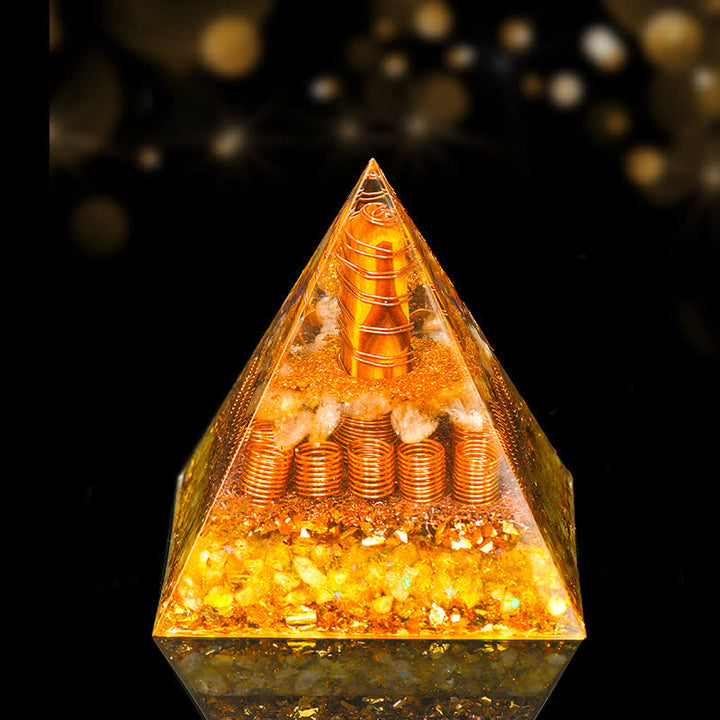 Pirámide de orgón de curación energética de piedra natural de 12 cm de Olivenorma