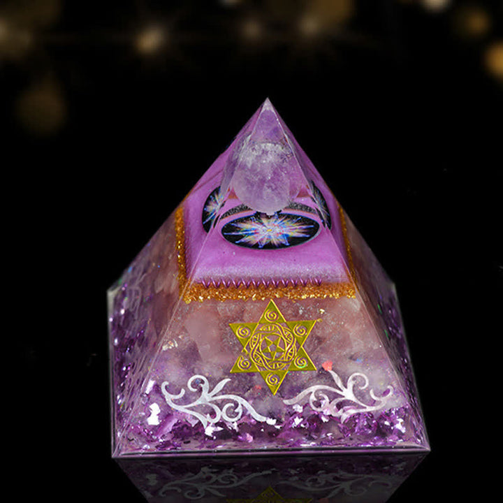 Pirámide de orgón de curación energética de piedra natural de 12 cm de Olivenorma