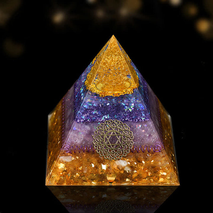 Pirámide de orgón de curación energética de piedra natural de 12 cm de Olivenorma