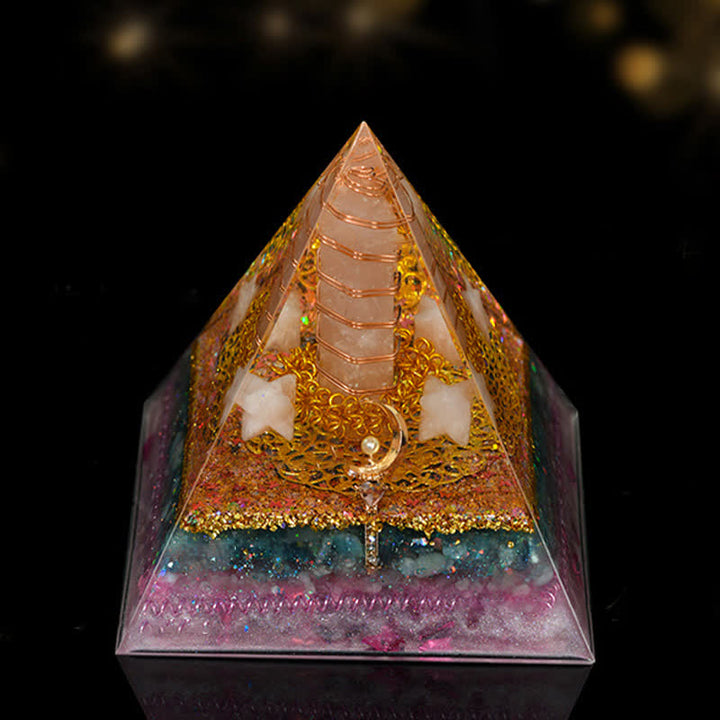 Pirámide de orgón de curación energética de piedra natural de 12 cm de Olivenorma
