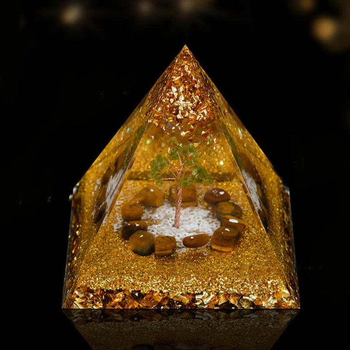 Pirámide de orgón de curación energética de piedra natural de 12 cm de Olivenorma