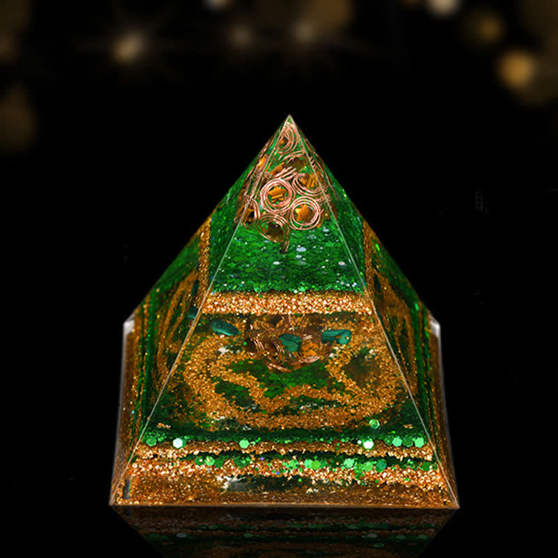 Pirámide de orgón de curación energética de piedra natural de 12 cm de Olivenorma
