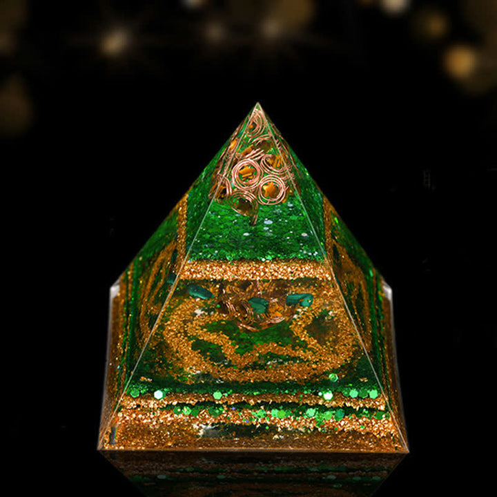 Pirámide de orgón de curación energética de piedra natural de 12 cm de Olivenorma