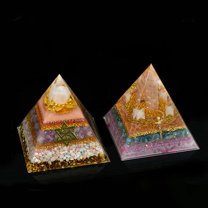 Pirámide de orgón de curación energética de piedra natural de 12 cm de Olivenorma