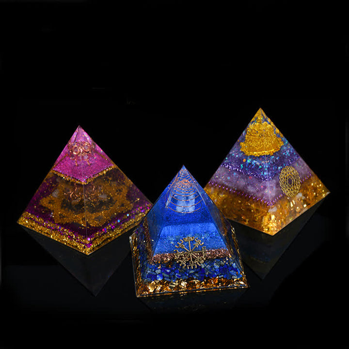 Pirámide de orgón de curación energética de piedra natural de 12 cm de Olivenorma