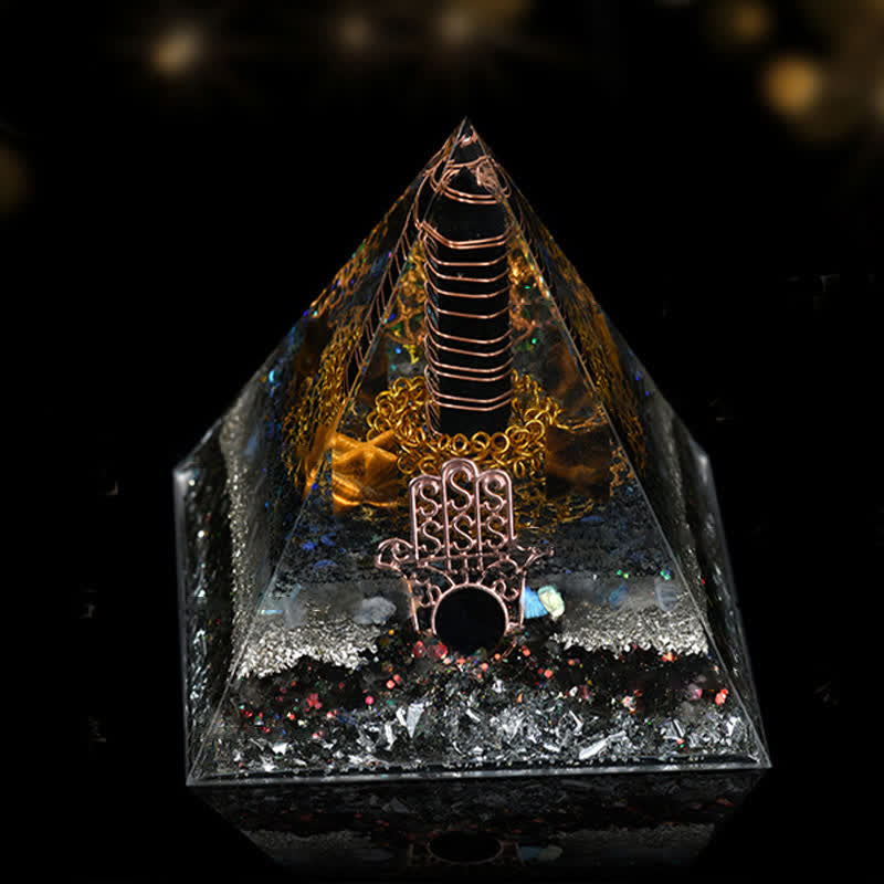 Pirámide de orgón de curación energética de piedra natural de 12 cm de Olivenorma