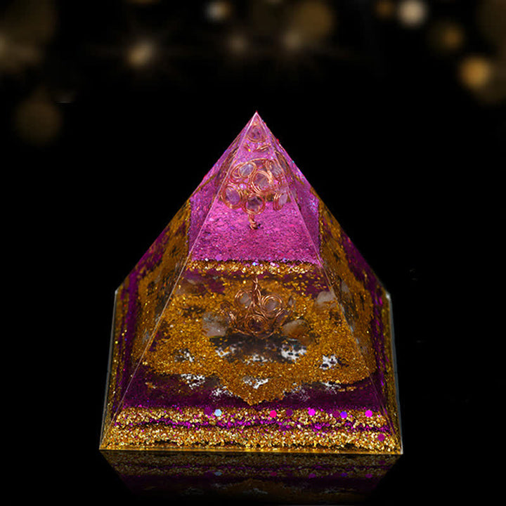Pirámide de orgón de curación energética de piedra natural de 12 cm de Olivenorma