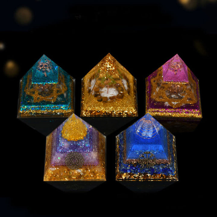 Pirámide de orgón de curación energética de piedra natural de 12 cm de Olivenorma