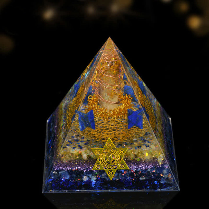 Pirámide de orgón de curación energética de piedra natural de 12 cm de Olivenorma