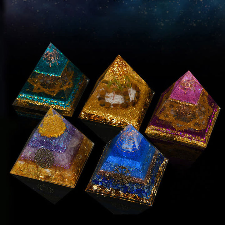 Pirámide de orgón de curación energética de piedra natural de 12 cm de Olivenorma