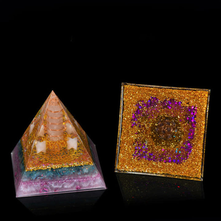 Pirámide de orgón de curación energética de piedra natural de 12 cm de Olivenorma