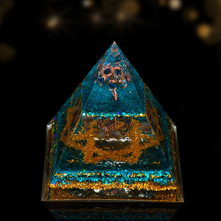 Pirámide de orgón de curación energética de piedra natural de 12 cm de Olivenorma