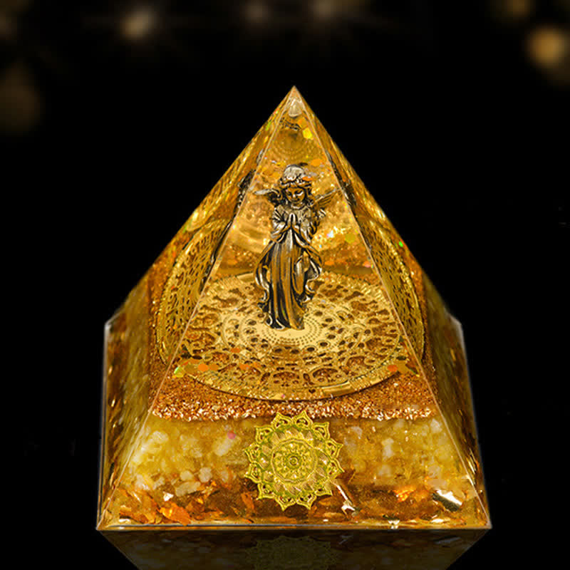 Pirámide de orgón de curación energética de piedra natural de 12 cm de Olivenorma