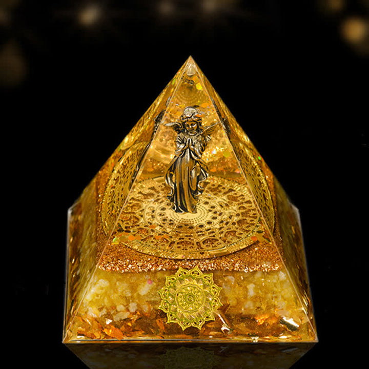 Pirámide de orgón de curación energética de piedra natural de 12 cm de Olivenorma