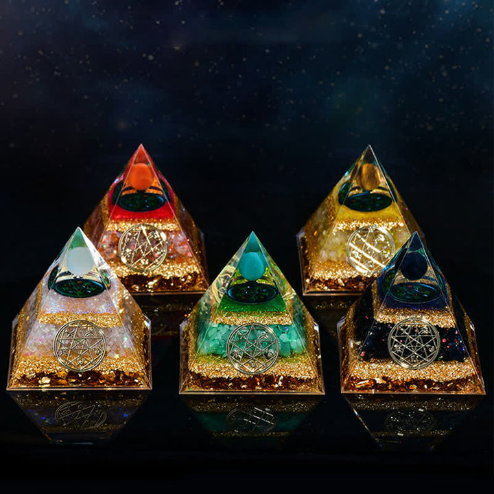 Pirámide orgónica de cinco elementos de piedra natural Olivenorma