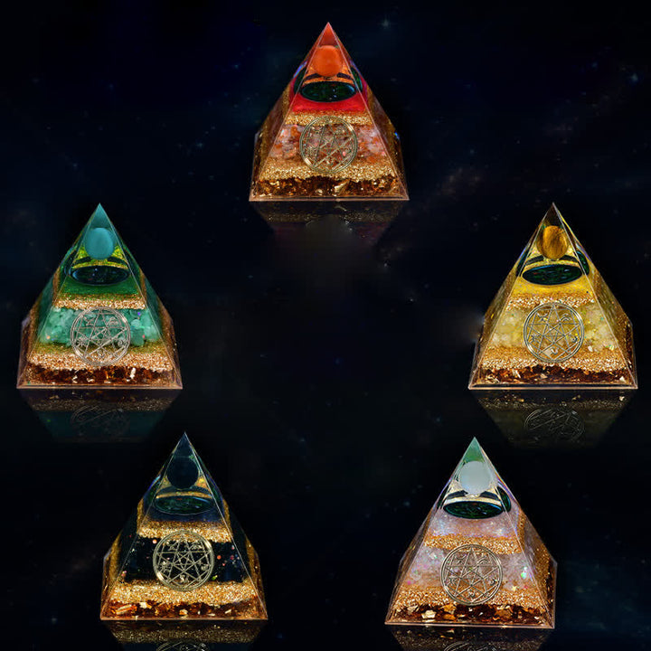 Pirámide orgónica de cinco elementos de piedra natural Olivenorma