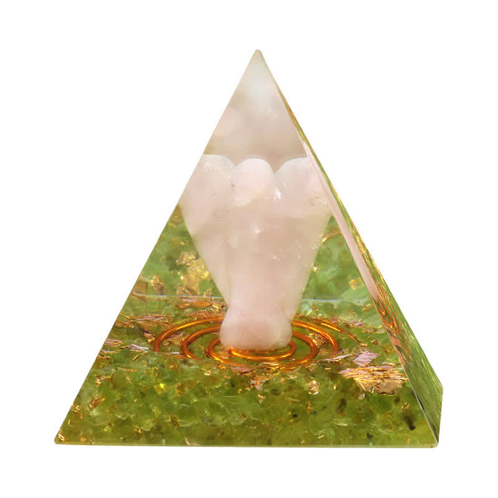 Pirámide de orgón tallada en cristal natural de 5 cm de Olivenorma