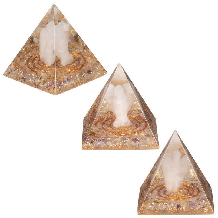 Pirámide de orgón tallada en cristal natural de 5 cm de Olivenorma