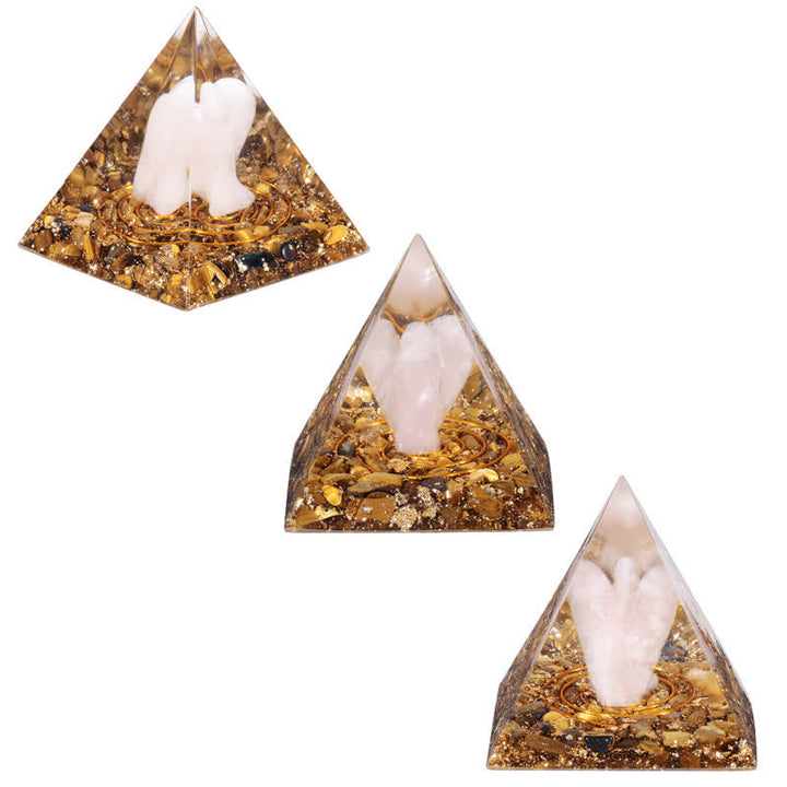 Pirámide de orgón tallada en cristal natural de 5 cm de Olivenorma