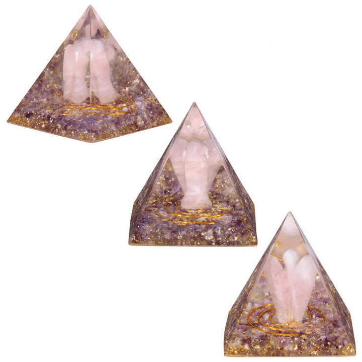 Pirámide de orgón tallada en cristal natural de 5 cm de Olivenorma